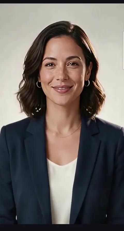 The sofia-ramirez avatar speaking in the essence2-hello app on a Galaxy S25+, at 1080×1920